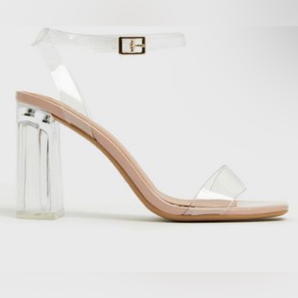 simmi London heels clear heel  snake Vera! Size 5 color nude suede clear - Picture 3 of 14